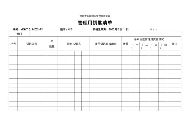 7.5.1-Z02-F3管理用钥匙清单