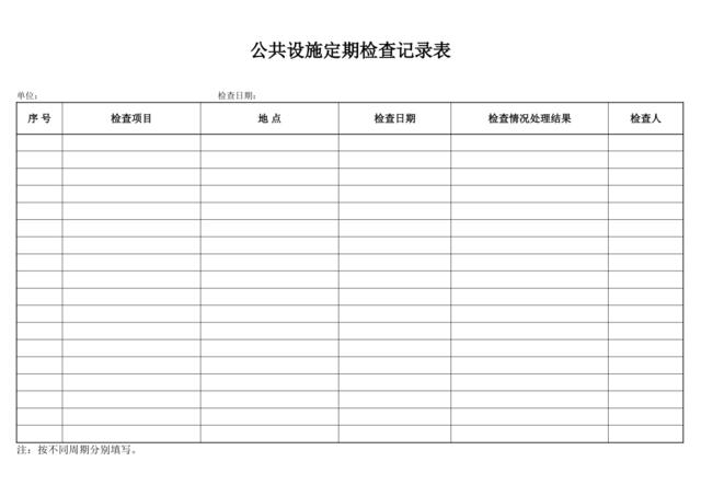 公共设施定期检查记录表