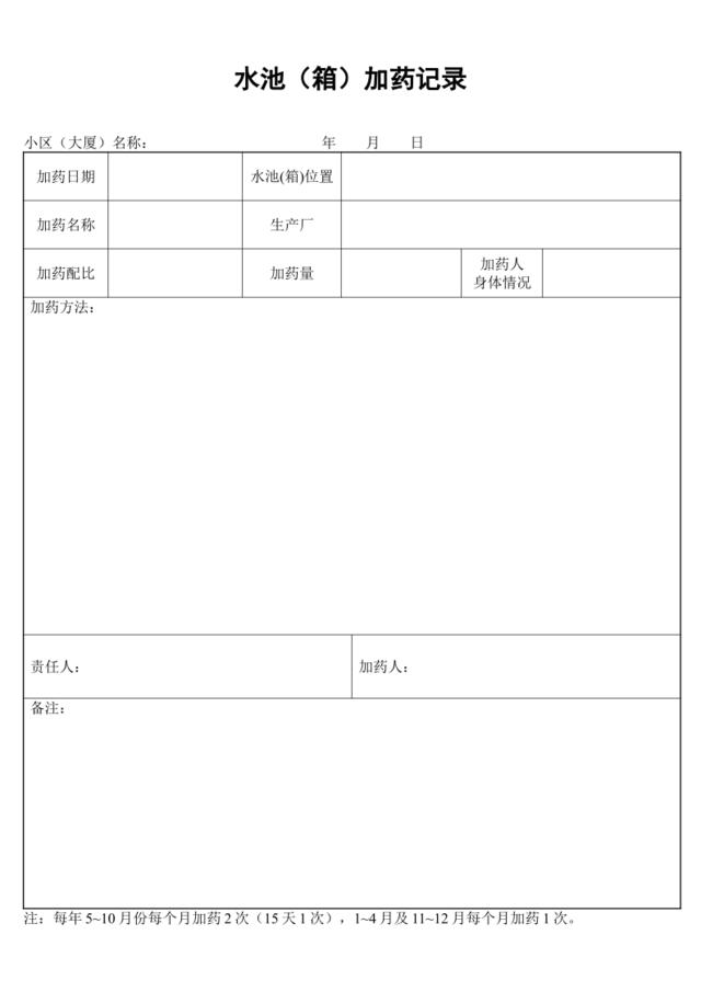 水池（箱）加药记录