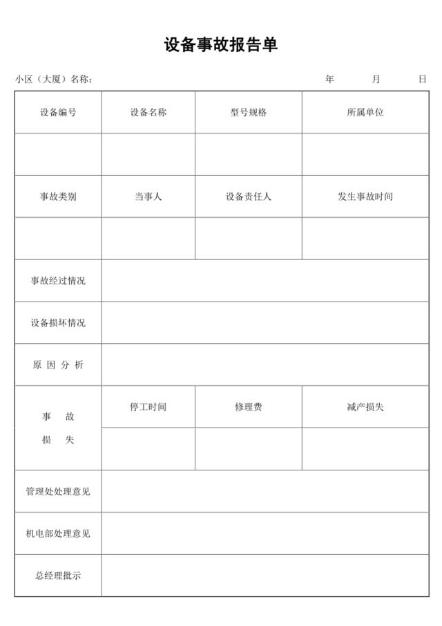 设备事故报告单