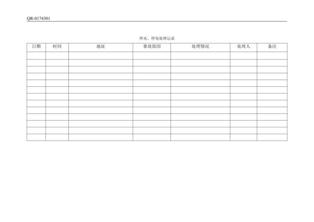 QR-0174301停电、停水处理记录