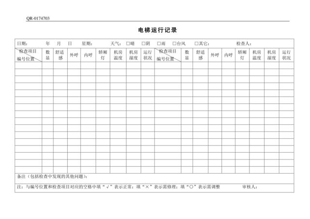 QR-0174703电梯运行记录