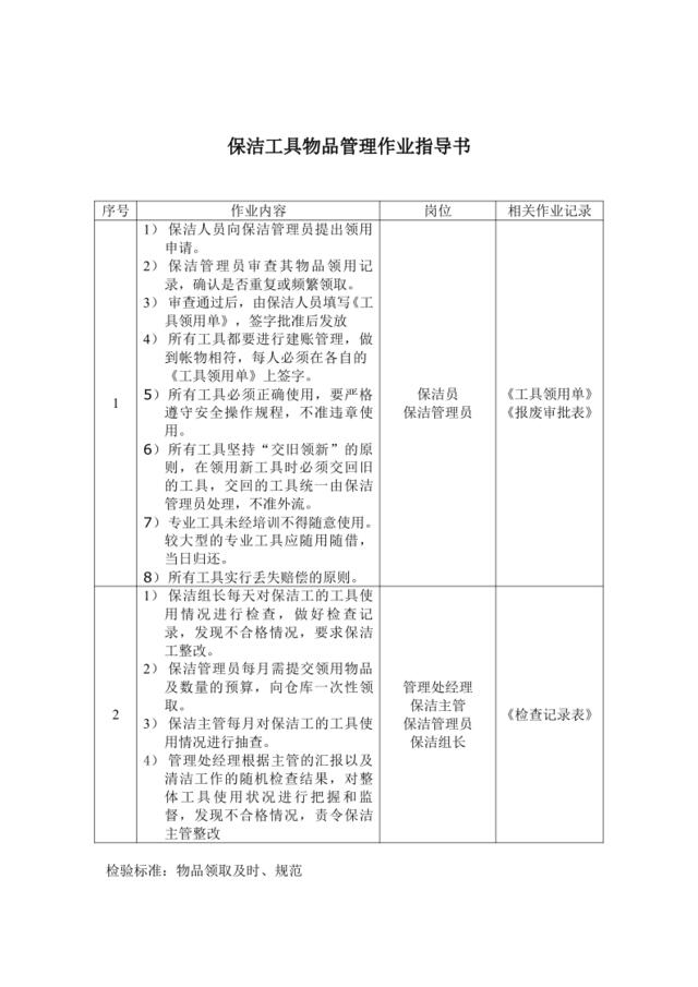 保洁工具物品领用作业指导书07