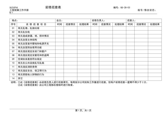 GG-28-03装修巡查表