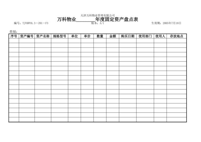 6.3-Z01-F3万科物业年度固定资产盘点