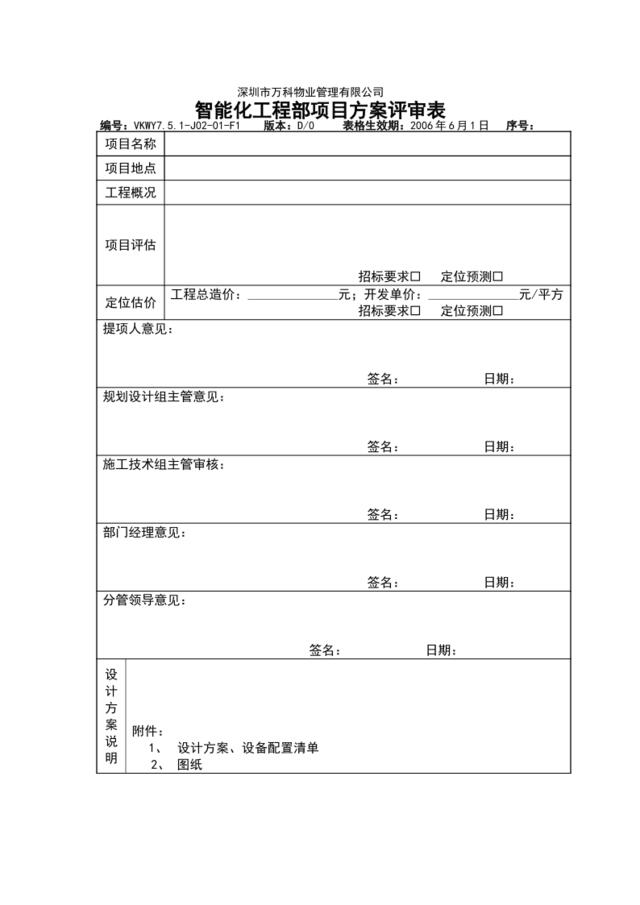 7.5.1-J02-01-F1智能化工程部项目方案评审表