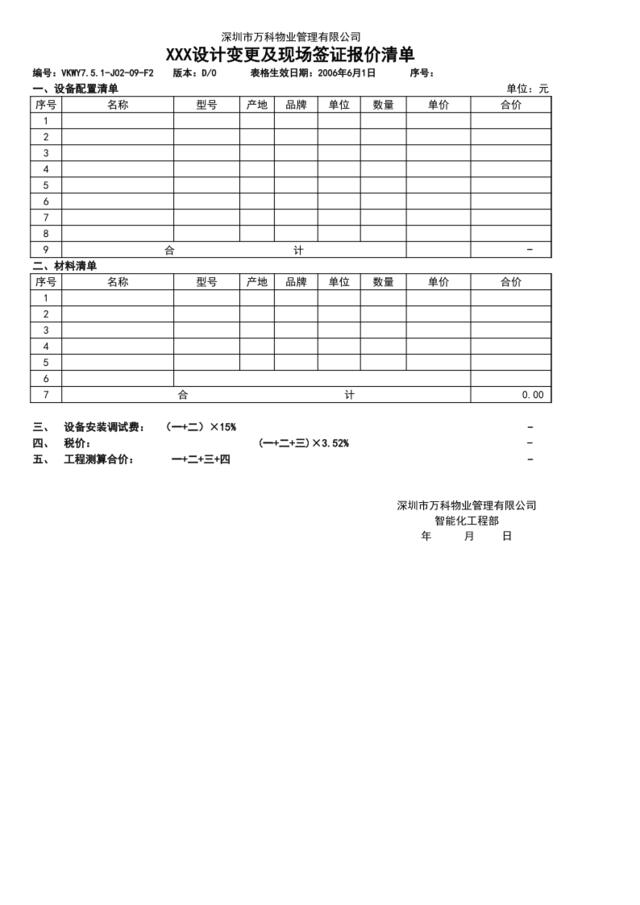 7.5.1-J02-09-F2智能化设计变更及现场签证报价清单