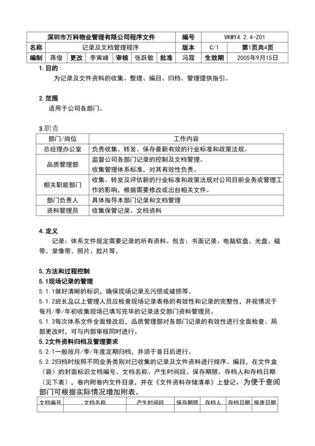 4.2.4-Z01记录与文档管理程序