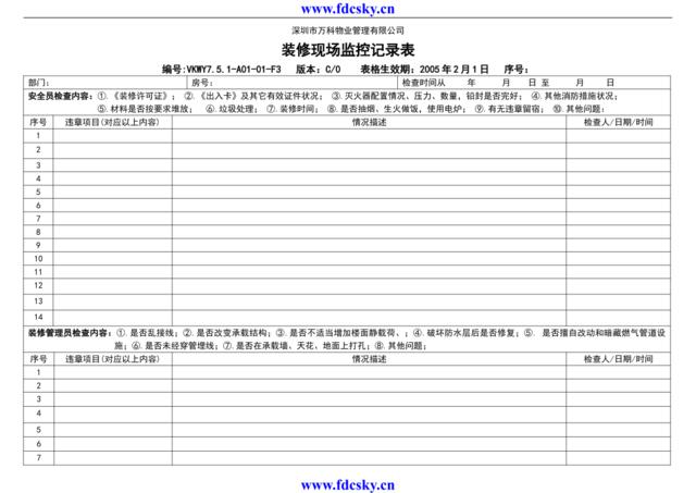 7.5.1-A01-01-F3装修现场监控记录表