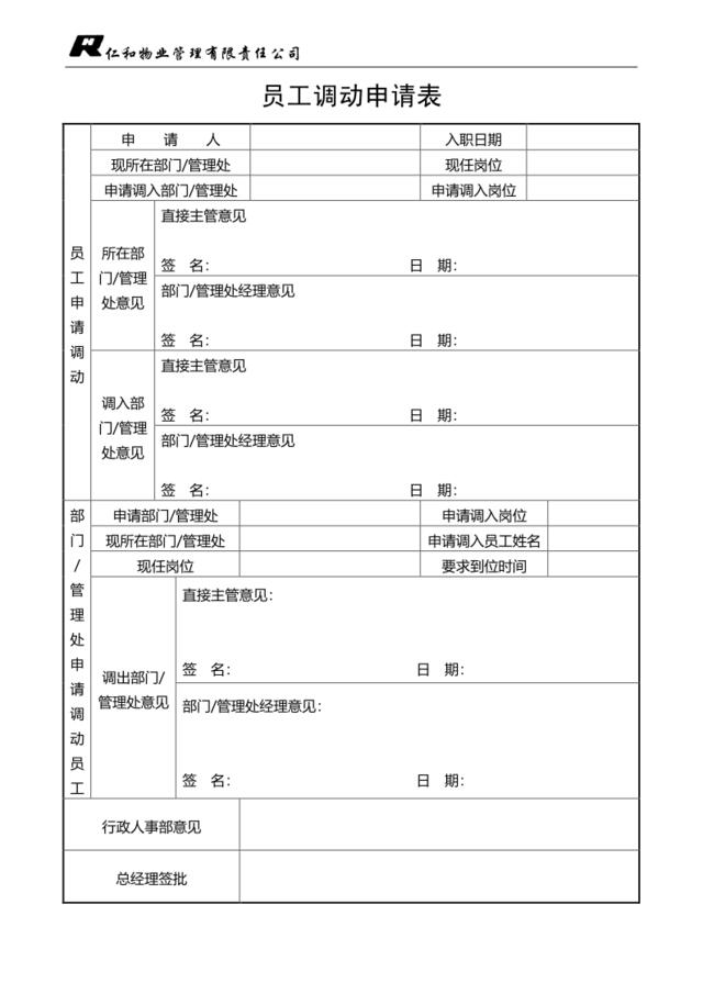 员工调动申请表（改）