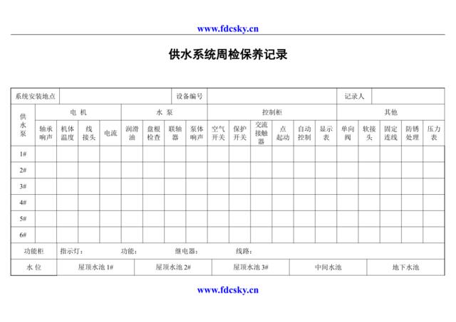 供水系统周检保养记录