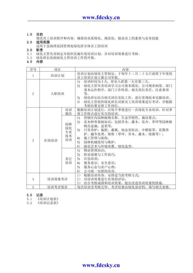 绿化员工培训规程