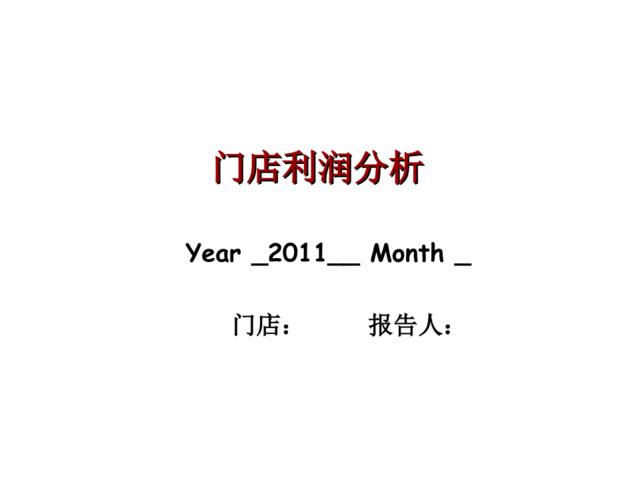 门店利润分析201101