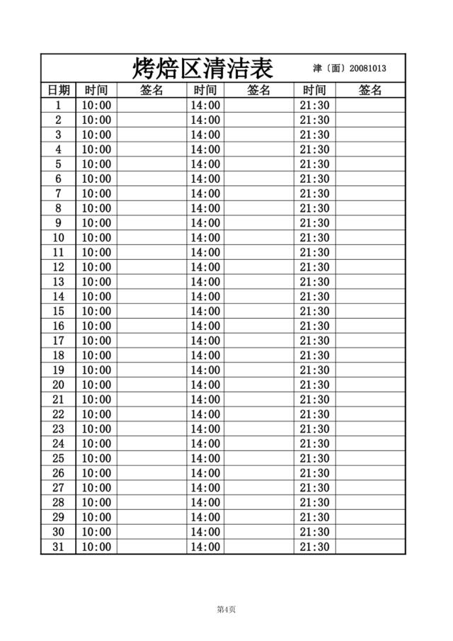 (21)烤焙区清洁表