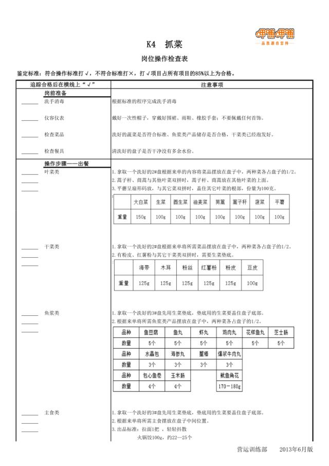 岗检表K4抓菜