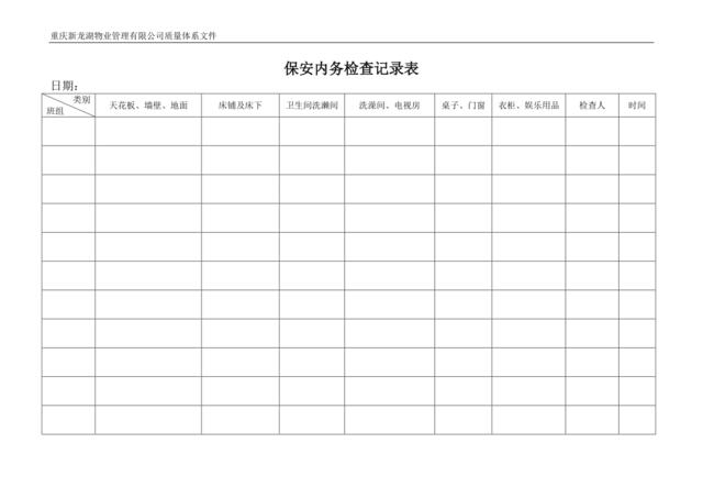 保安内务检查记录表