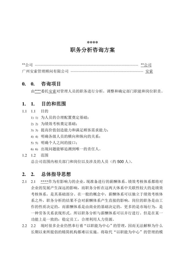 咨询公司的方案(职务分析)