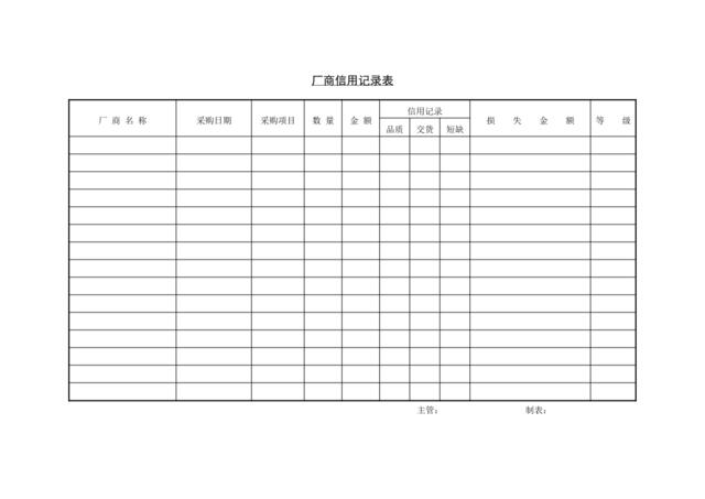 510厂商信用记录表