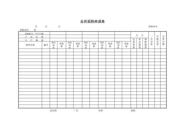 511合并采购申请单