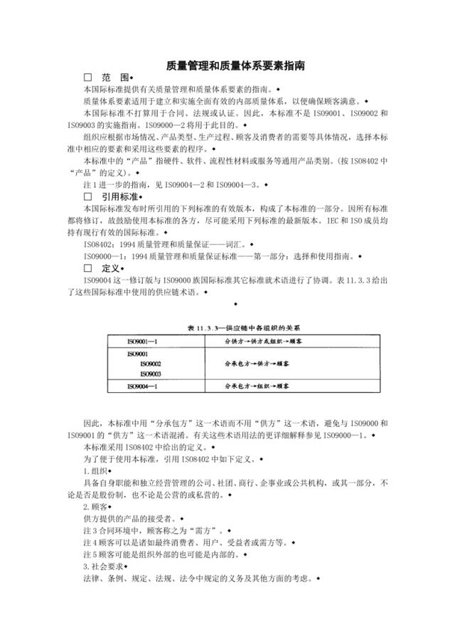 质量管理和质量体系要素指南