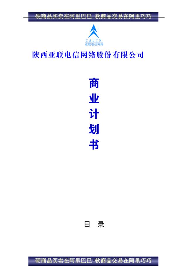 陕西亚联电信网络股份有限公司商业计划书