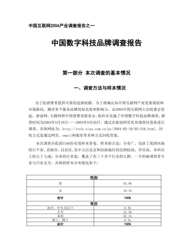 中国数字科技品牌调查报告