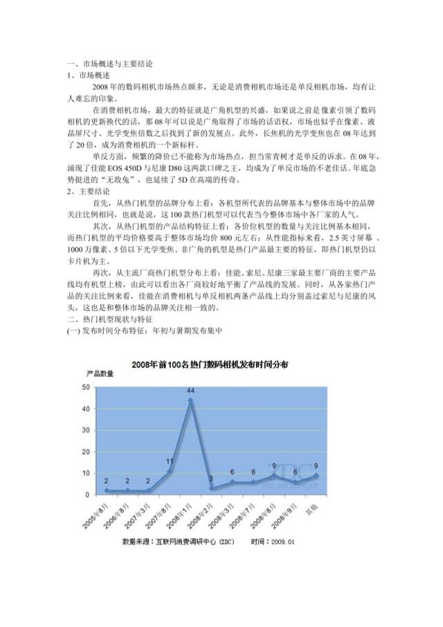 2008中国数码相机市场热门机型分析报告
