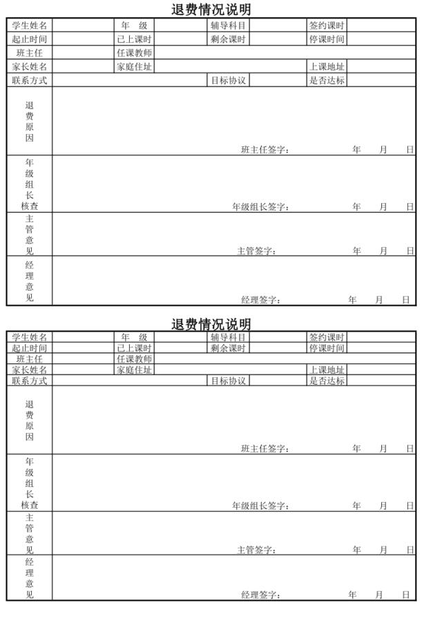 退费情况说明