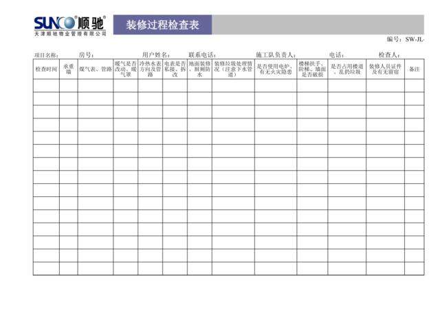 装修过程检查表3