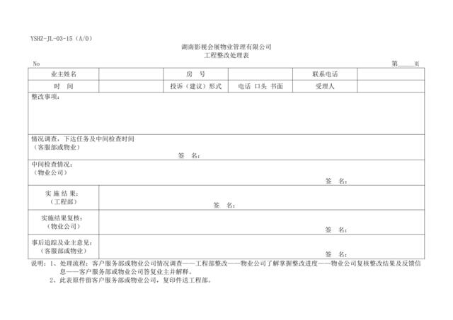 JL-15工程整改处理表