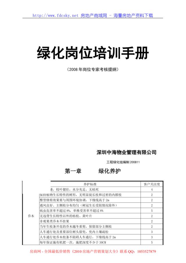 2008年深圳中海物业管理有限公司绿化岗位培训手册