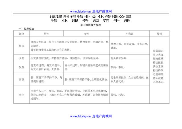 广州市沥滘现代城前期物业管理建议书物业服务规范手册