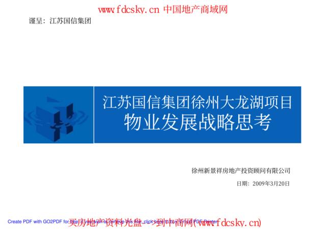新景祥2011年江苏国信集团徐州大龙湖项目物业发展战略思考