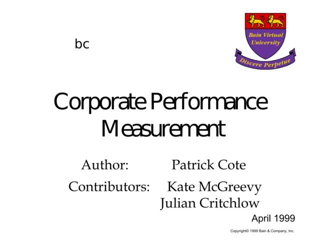 贝恩－业绩评估-CorporatePerformanceMeasurement