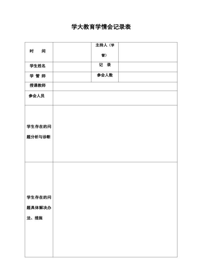 12学管部附件十二：学大教育学情会记录表