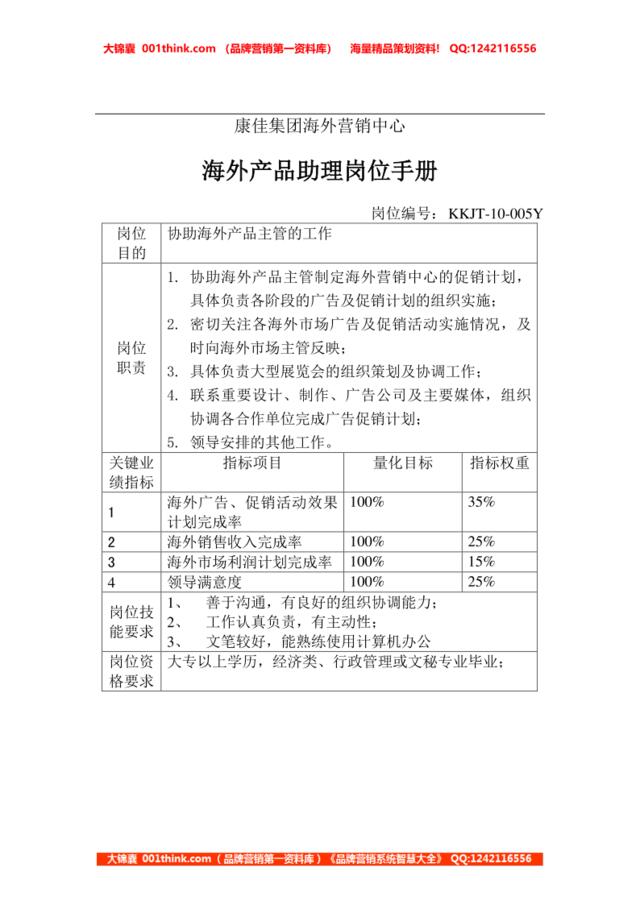 海外产品助理岗位手册