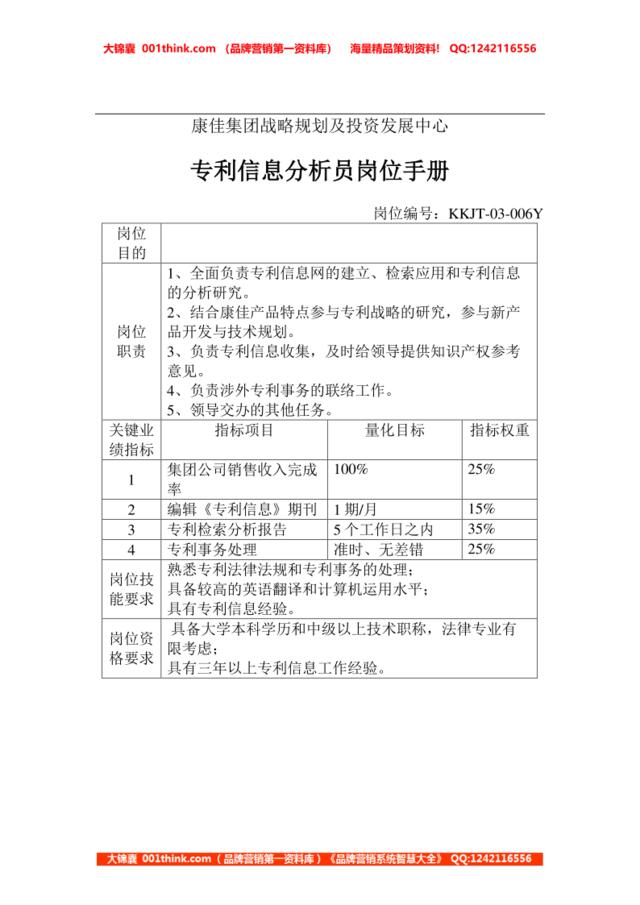 专利信息分析员岗位手册