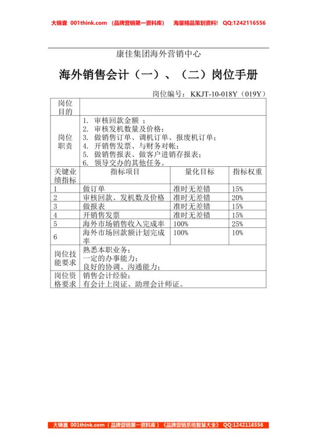 海外销售会计岗位手册