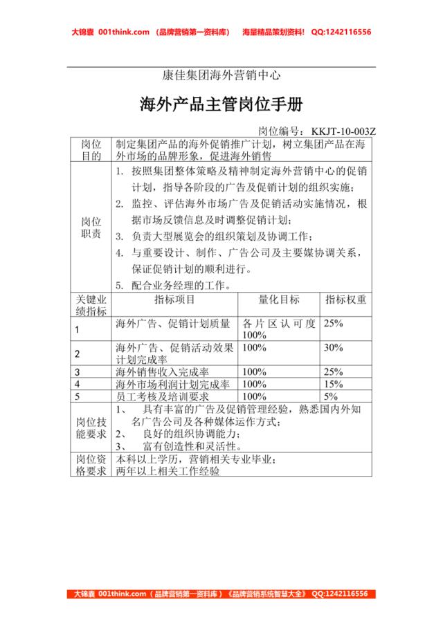 海外产品主管岗位手册