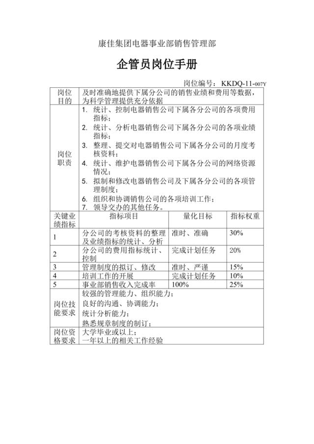 企管员岗位手册