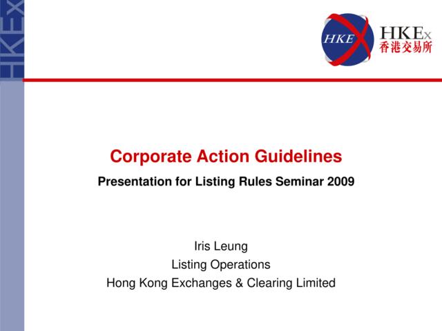 有關公司行動之指引(只供英文版)(2009年4至7月)