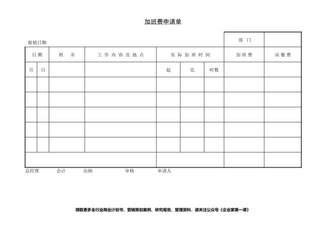 第十二节加班费申请单