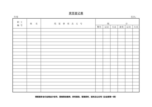 第二节奖惩登记表