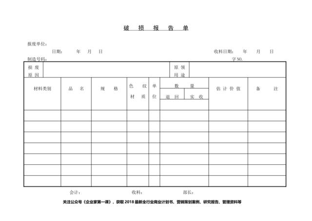 破损报告单