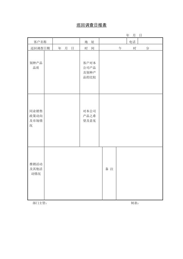 巡回调查日报表