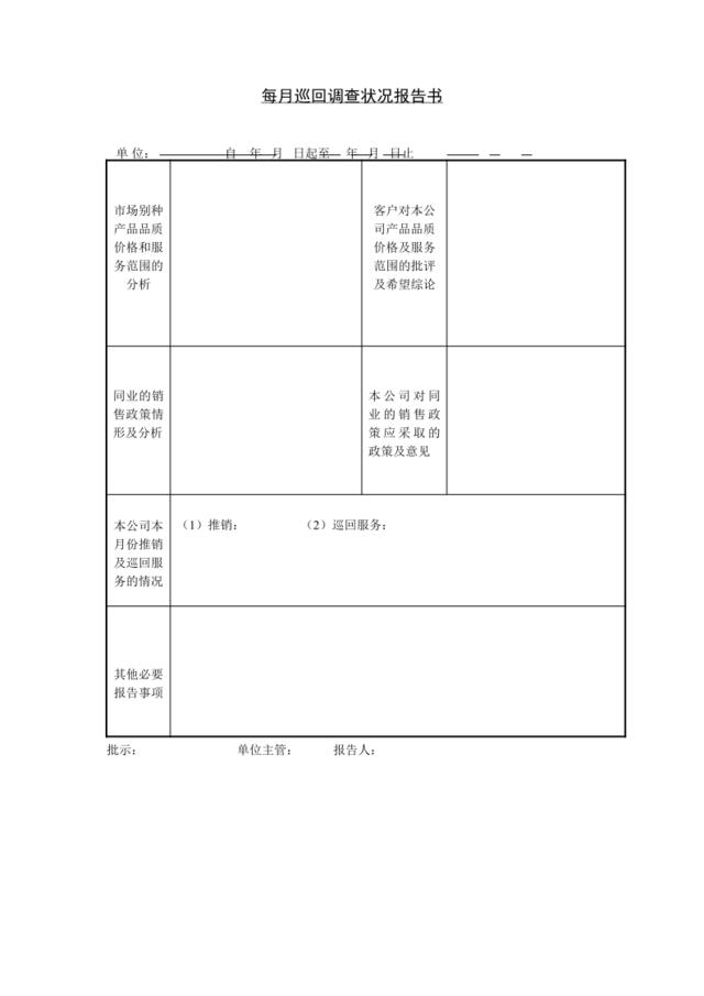 每月巡回调查状况报告书