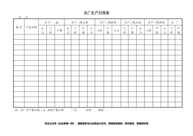 全厂生产日报表