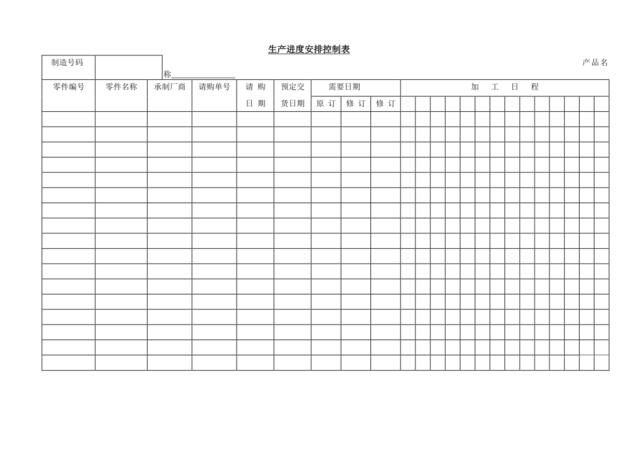 生产进度安排控制表