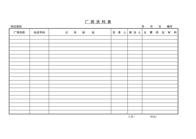 厂商资料表