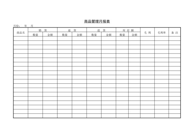 商品管理月报表